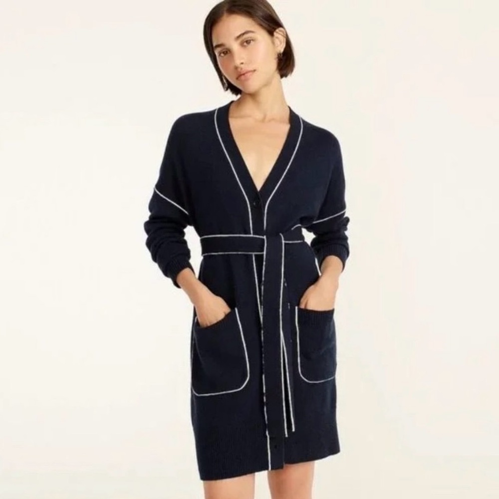 NWT JCrew Wool Cardigan Sweater Dress with Belt